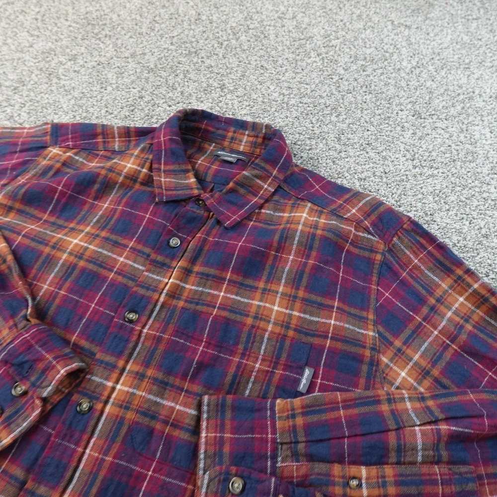 Eddie Bauer Shirt Mens XL Red Blue Plaid Flannel Button Up Long Sleeve Outdoor